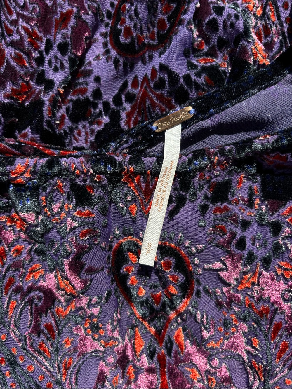 Free People Mirror Mirror Velvet Mini Dress S Purple Burnout Boho Witchy Fairy - Picture 6 of 16